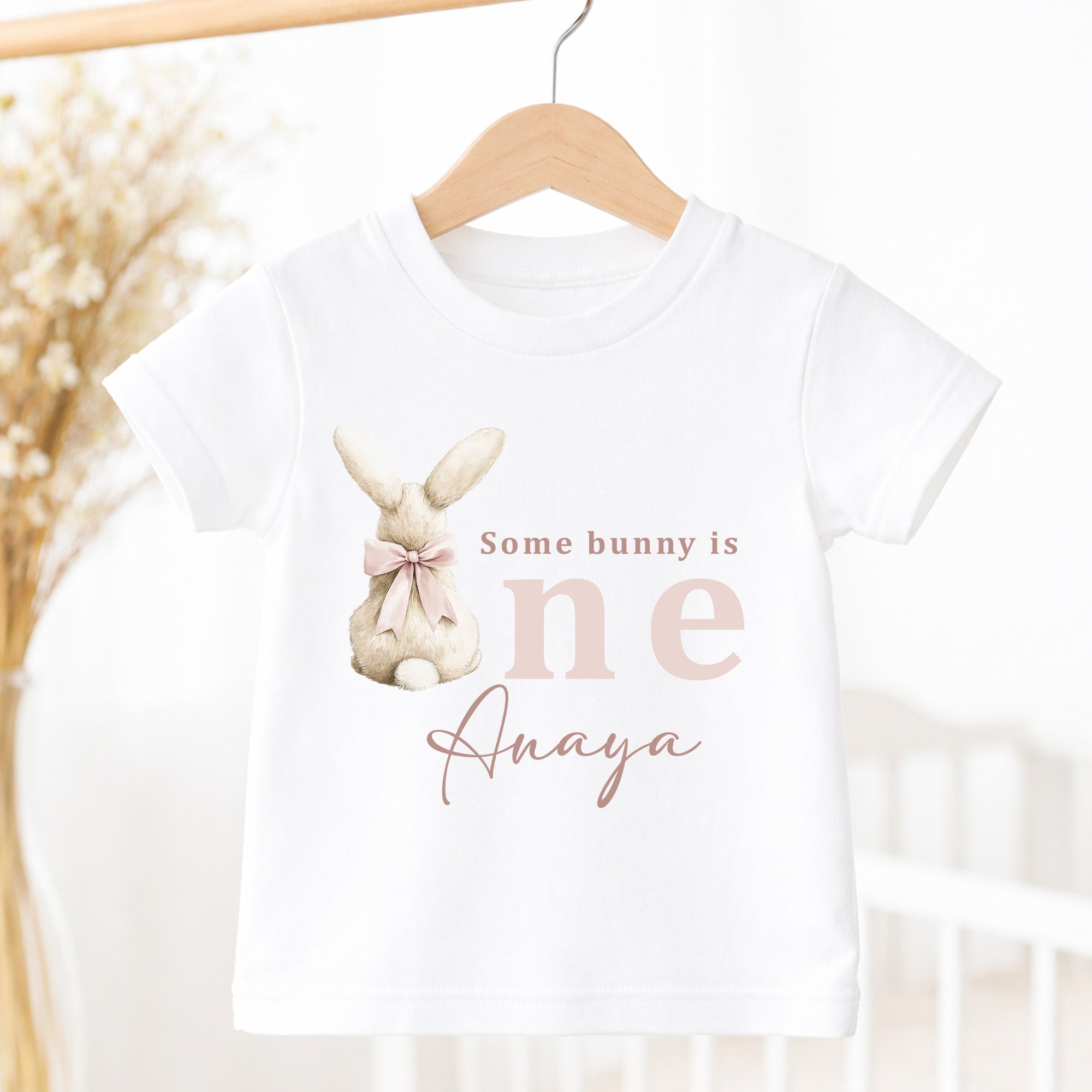 personalised first birthday outfit baby girl bunny design