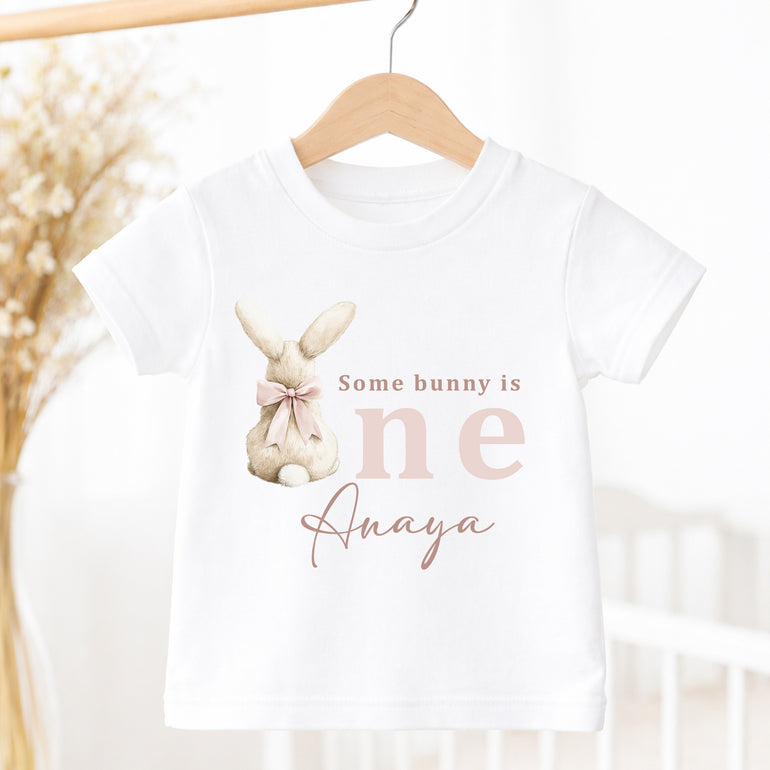 personalised first birthday outfit baby girl bunny design