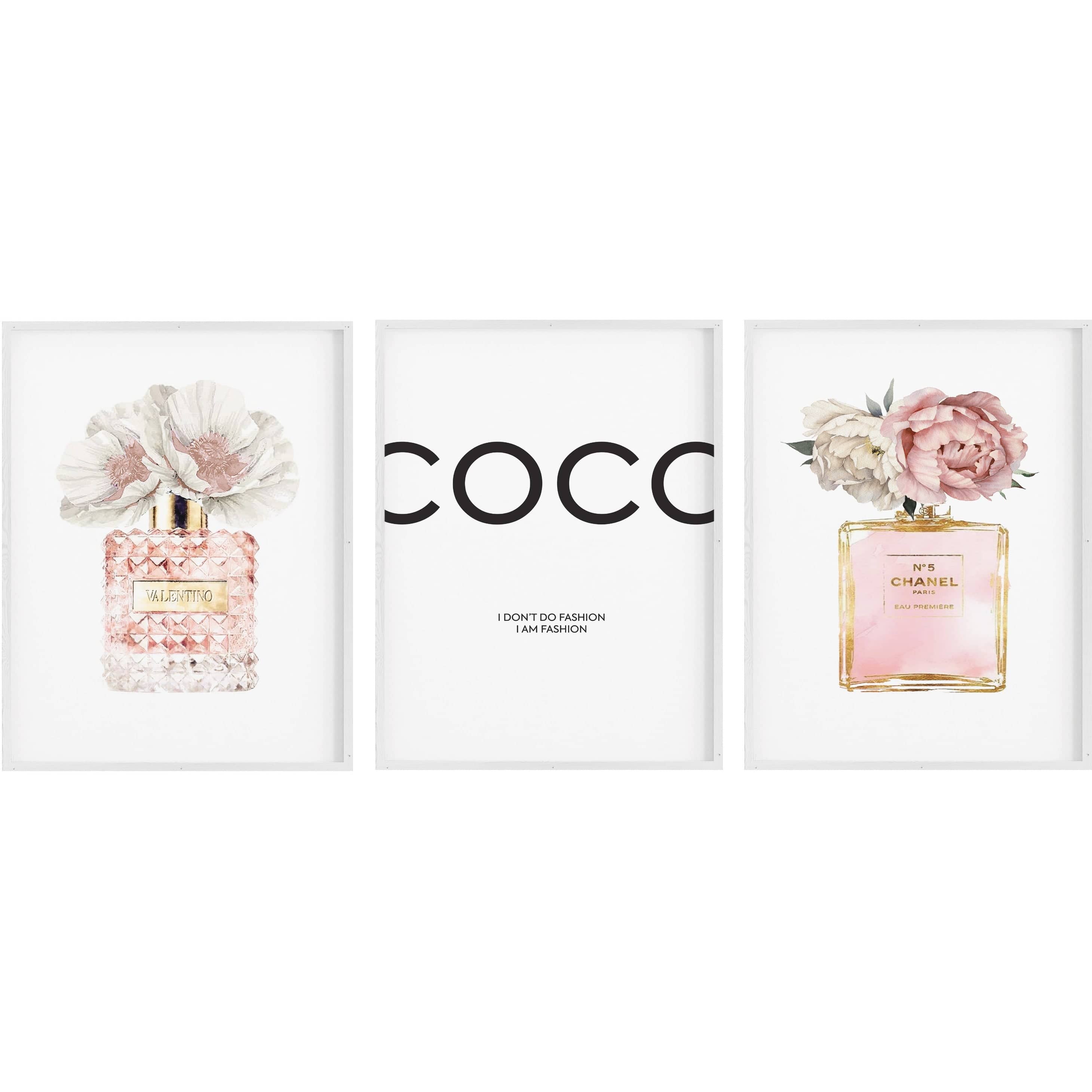 Set of 3 Prints - Light Pink Chanel Artwork Print 2 - A1 to A4 Size