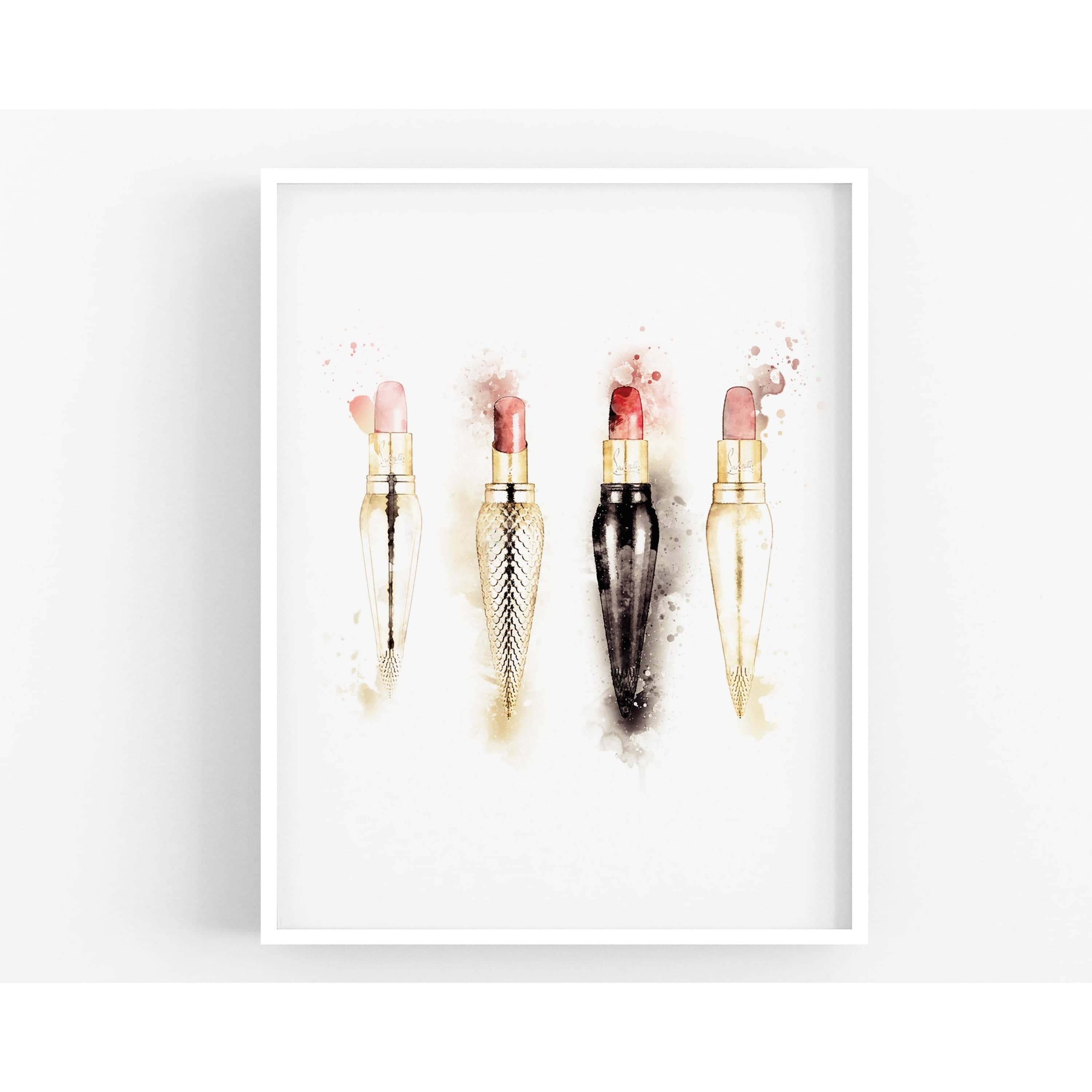 Lipstick Watercolour Fashion Print, Fashion Wall Art Poster-Papier Art Designs