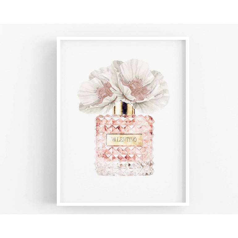 Fashion Prints, Fashion Wall Art, Set of 3, Blush Pink Floral Perfume and FASHION-Papier Art Designs