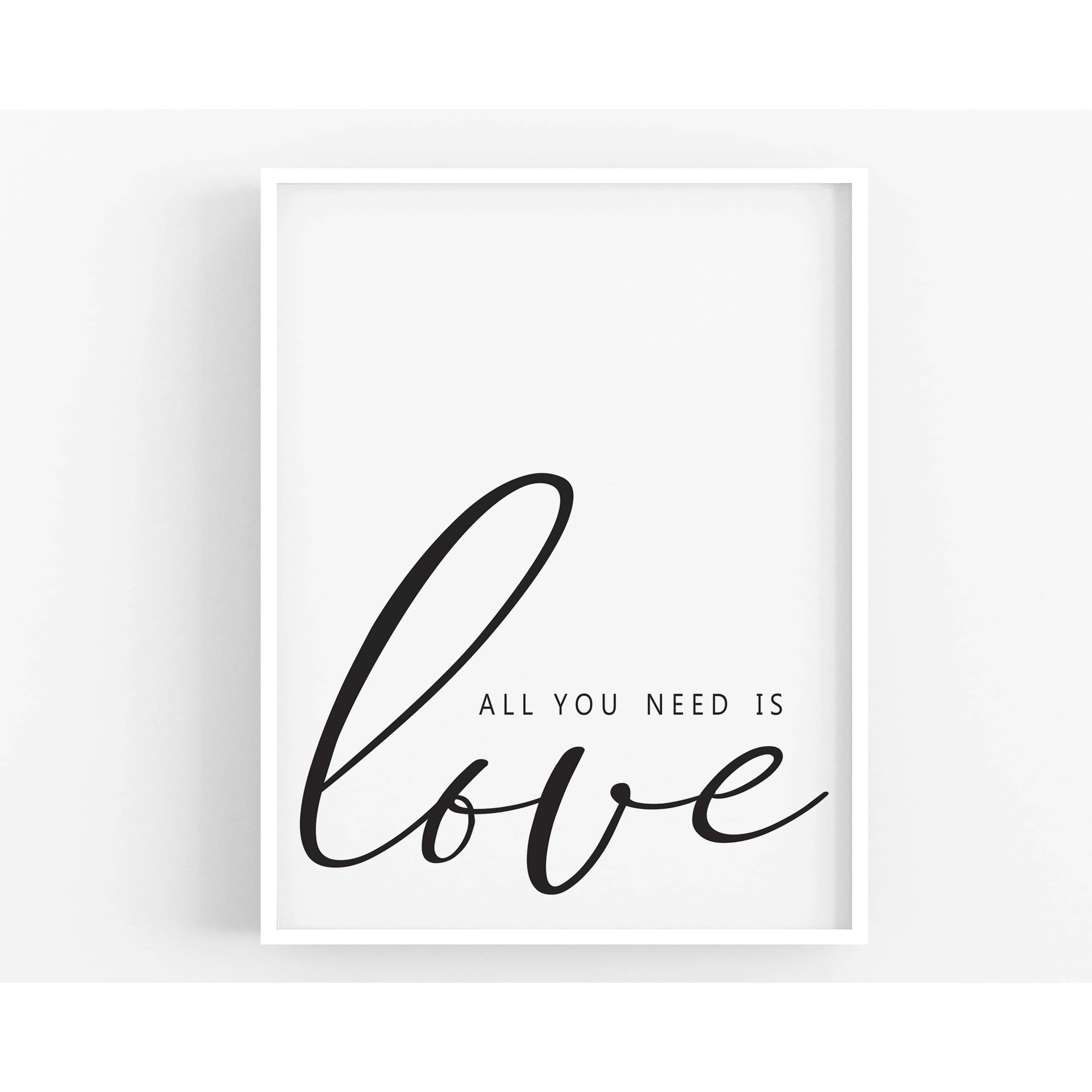 All You Need Is Love - Typography Wall Print-Papier Art Designs