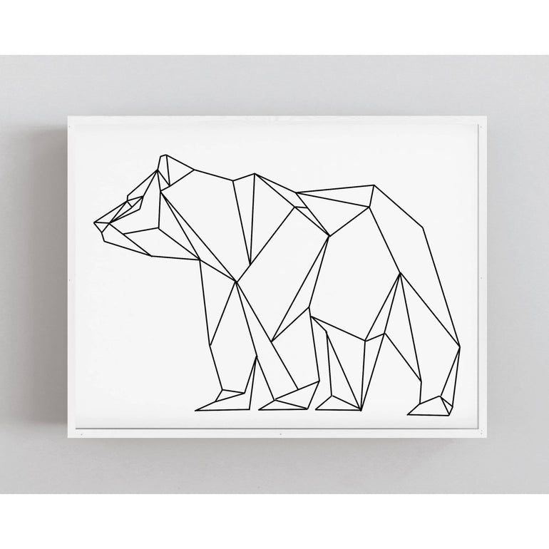Bear Geometric Print - Black & White-Papier Art Designs