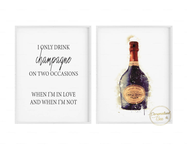 Laurent Perrier Rose & Champagne Quote Print, Set of 2.