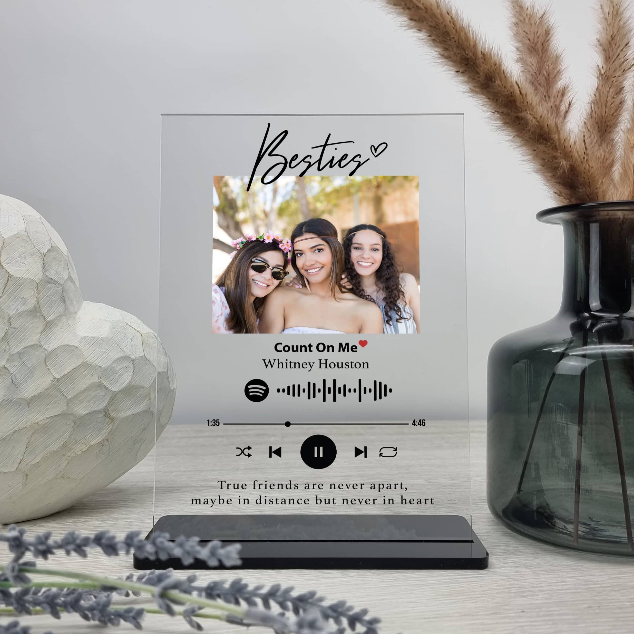 Personalized Spotify Photo Plaque With Scannable Code & Free Stand - Custom Music Birthday Gift Idea