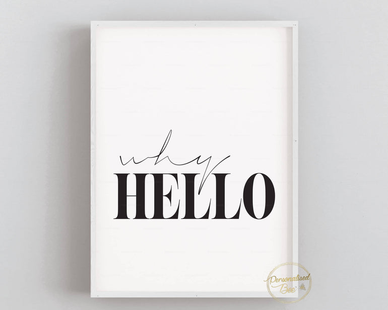 Typography Quote - Why Hello  - Wall Art Print.
