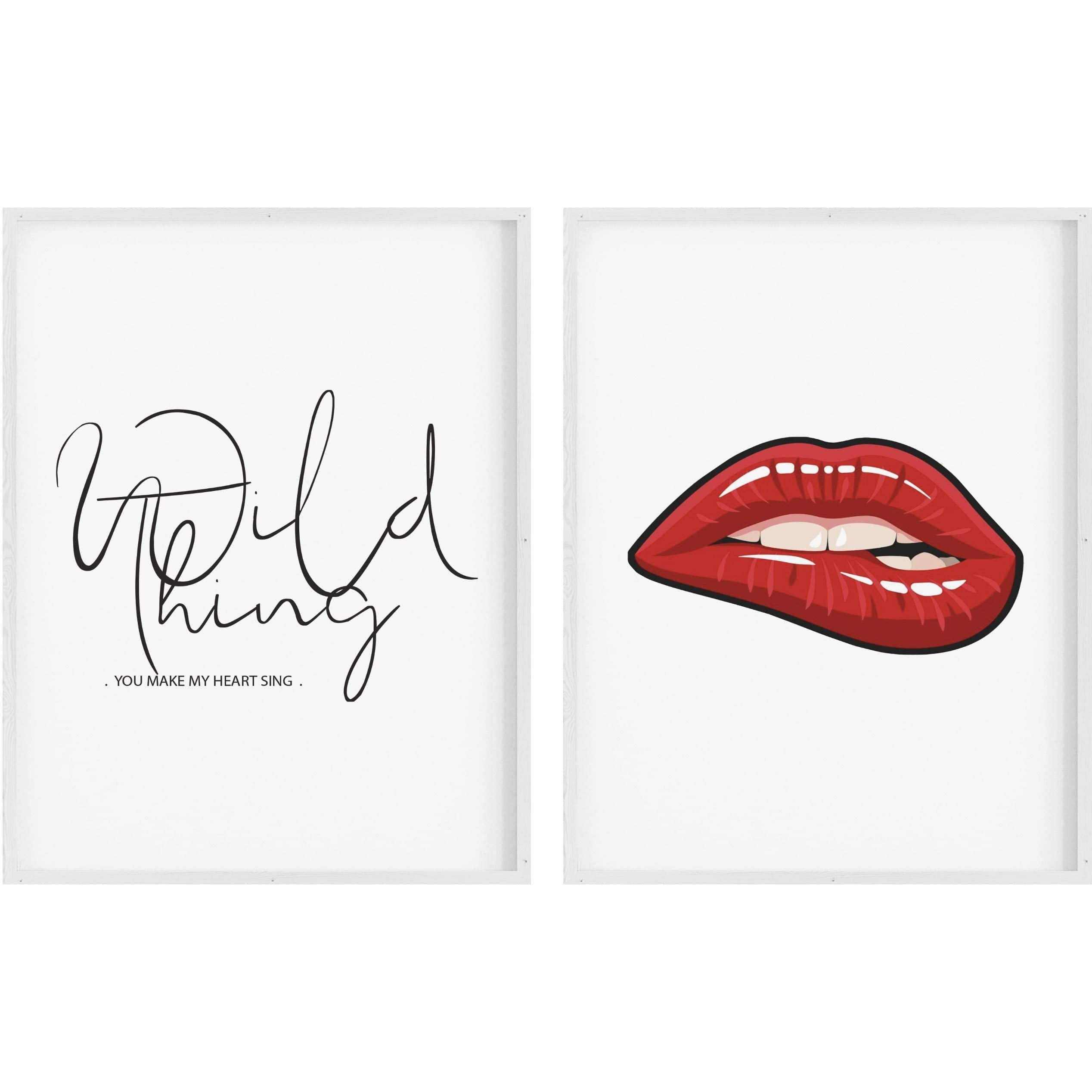 Wild Thing Quote and Red Lips print - Set of 2-Papier Art Designs