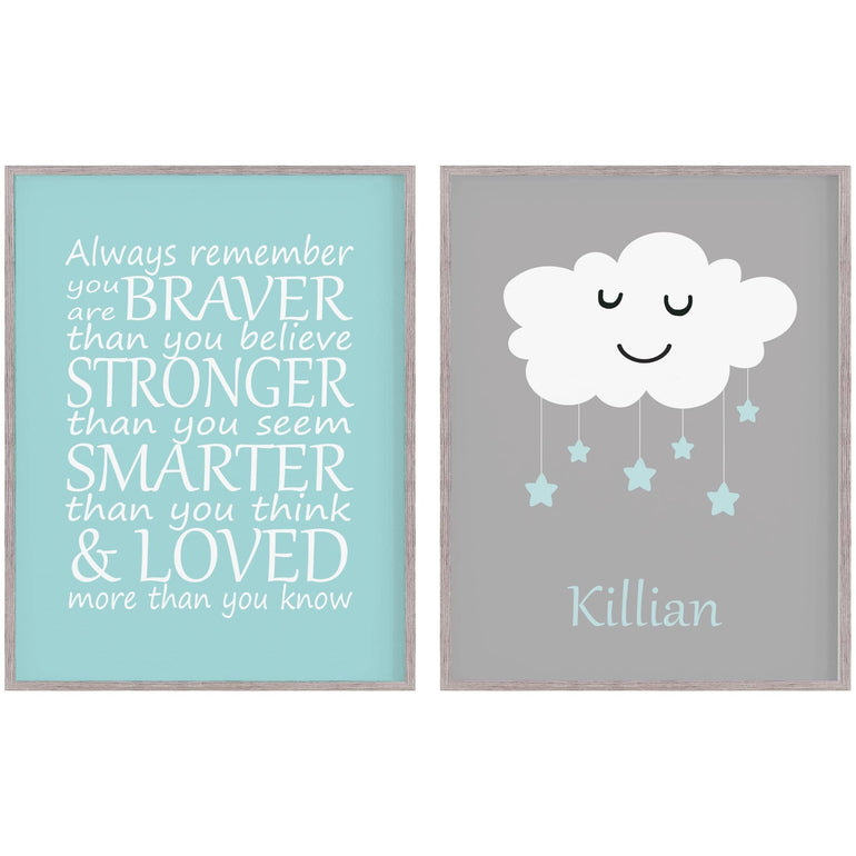 Personalised Nursery Prints Boys, You are Stronger than you believe Quote-Papier Art Designs