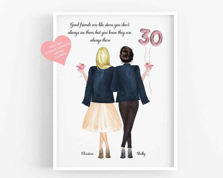 Personalised Birthday Gift for a Friend,ANY AGE Sisters Family Keepsake Friendship Print,Best Friends Present,Customisable UNFRAMED