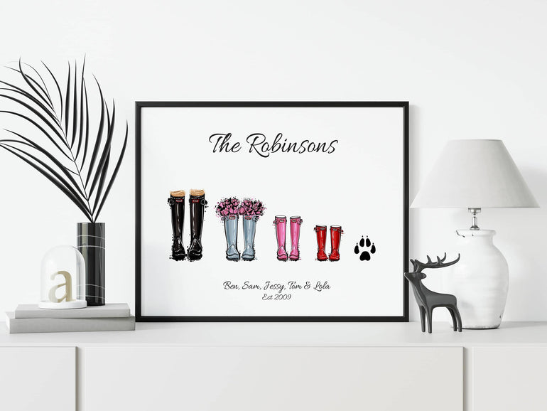 New home print, House warming print, Personalised welly print, Birthday gift, Personalised gift, First home gift, Wedding print, Engagement