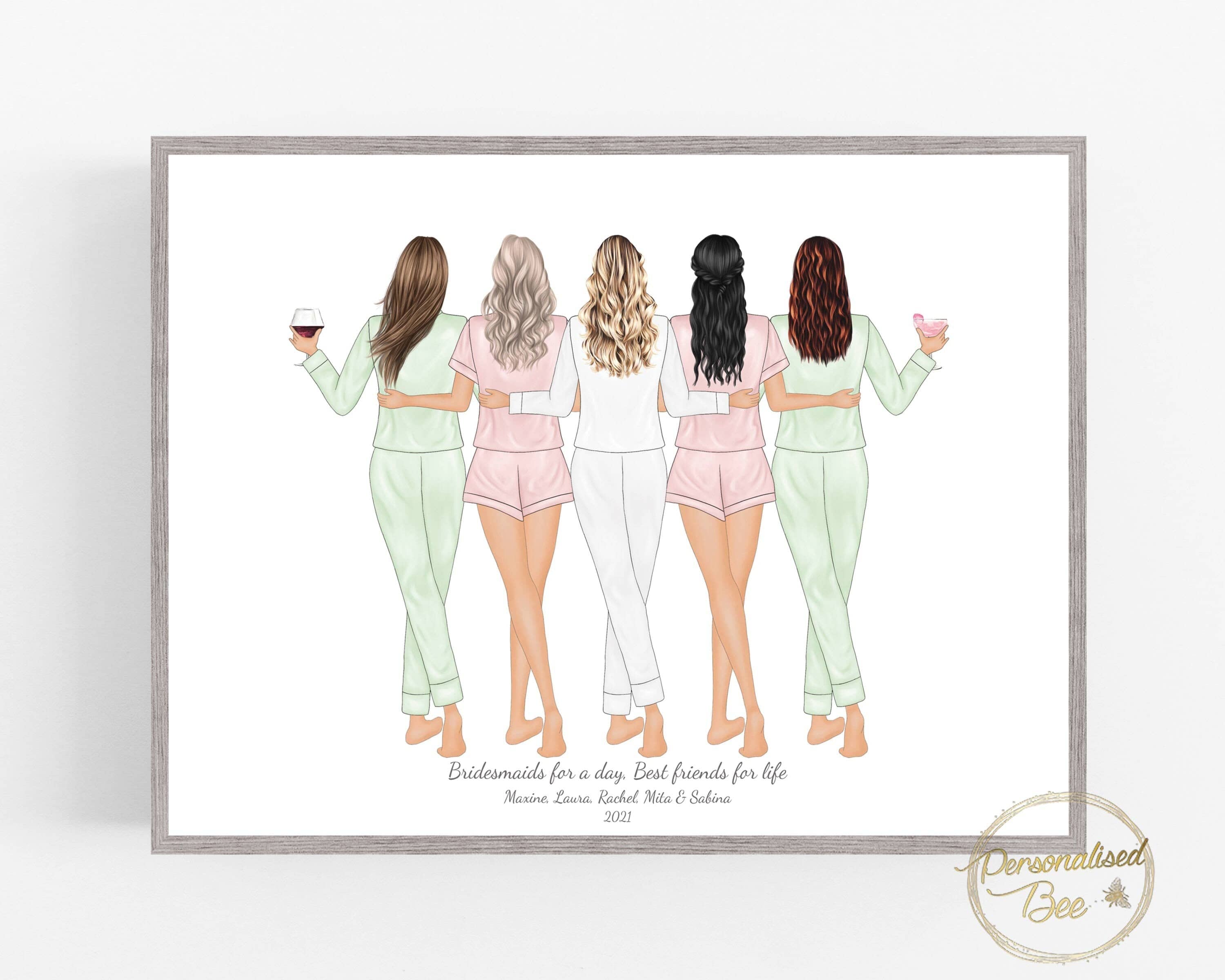 Personalised Bridesmaid Print, Bridesmaids Pj's Print, Bridal Party Gift, Wedding Party, Gift for Bridal Party,Bride Gift,Hen party