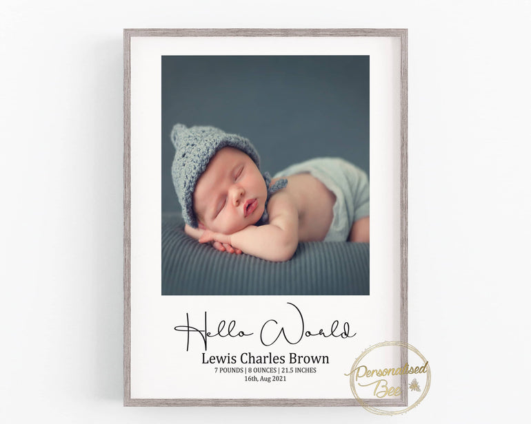 New Baby Photo Keepsake, New Baby Birth Stats, Birth details keepsake, Newborn gift for Parents, Gift for Grandparents, Birth Announcement