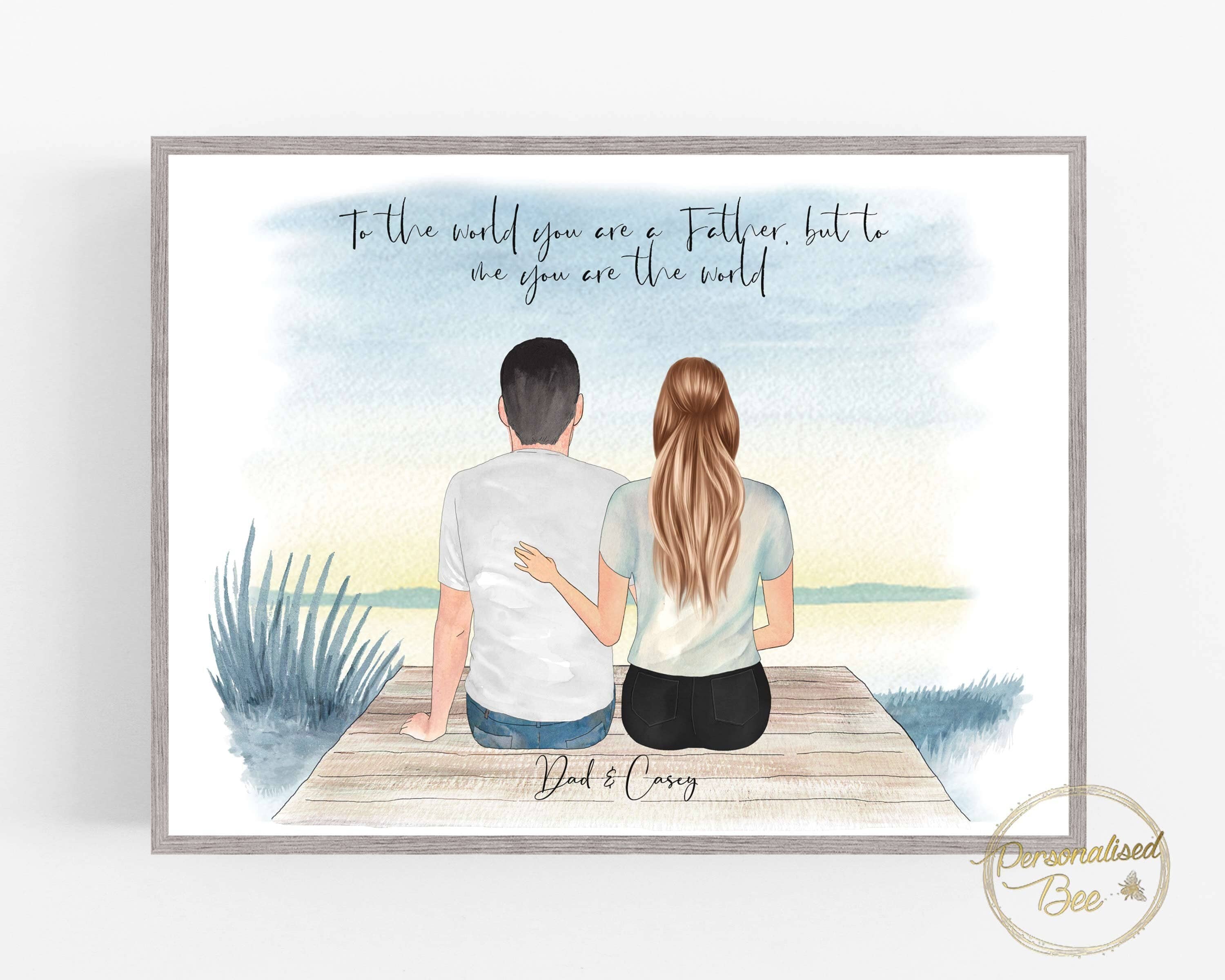 Father and Daughter Personalised Gift, Fathers Day Gift, Dad and Siblings, Family Print, Dad, brother and sister, Birthday gift for Dad