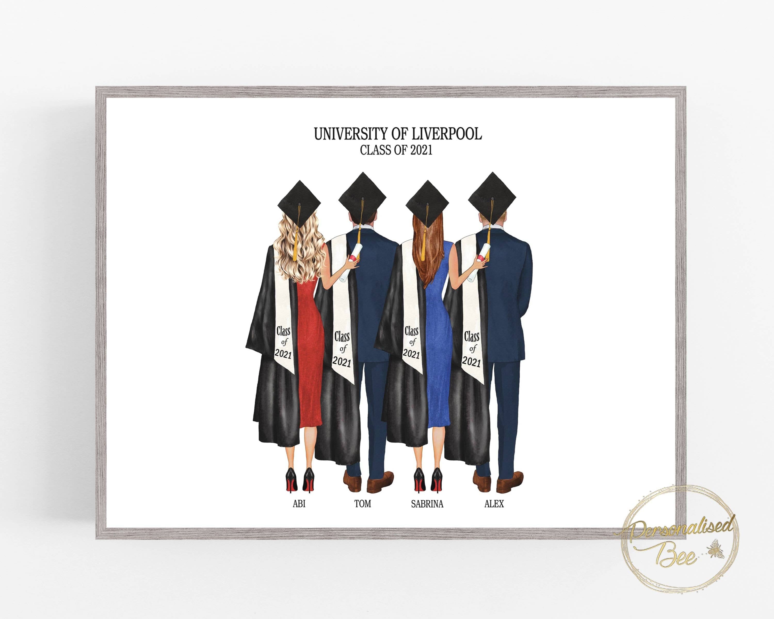 Graduation Print Group Illustration Print – PersonalisedBee