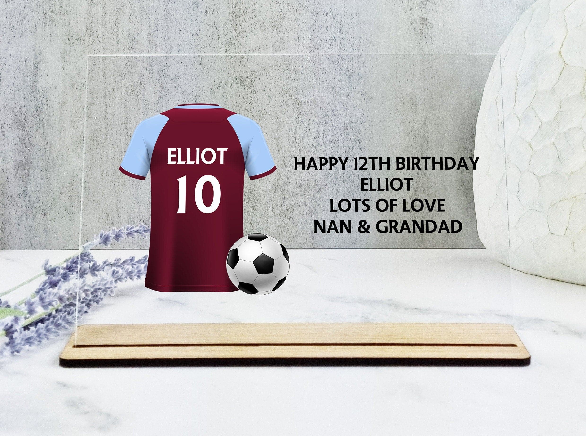 Personalised Football Shirt Print, Personalised Gift for Son, Grandson, Custom Football Gift, Birthday Gift for Football Fan,Acrylic Plaque