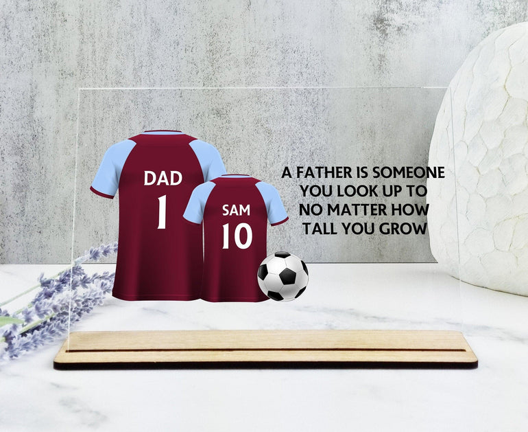 Personalised Dad Football Shirt Print, Fathers Day Gift, Personalised Gift for Dad, Football Gift, Birthday Gift, Grandad, Acrylic Plaque