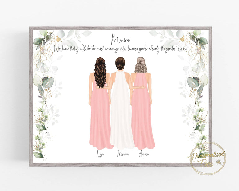 Sister Bride Gift, Personalised Gift to Sister, Sister of the Bride, Family gift, Bride to Be, Wedding gift for Bride, Wedding Keepsake