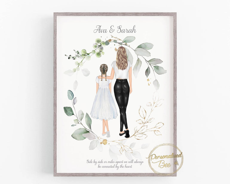Personalised Family Print, Aunt and Niece Print, Mum and Daughter, Family Gift, Child Illustration Gift, Gift from Aunt, Gift from Niece
