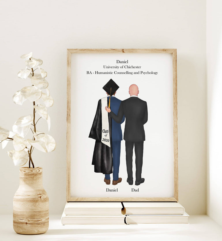 Father and Son Graduation Print, Male Graduation Gift, Personalised Print, Grad Gift for Son, Grandson, Graduation gift for Men, Custom Gift