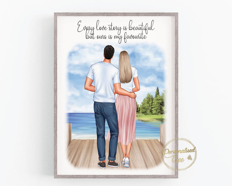 Personalised Couple Print, Christmas Gift Daughter, Gift for Boyfriend, Girlfriend Birthday, Anniversary Gift, His and Her Gift, Valentine