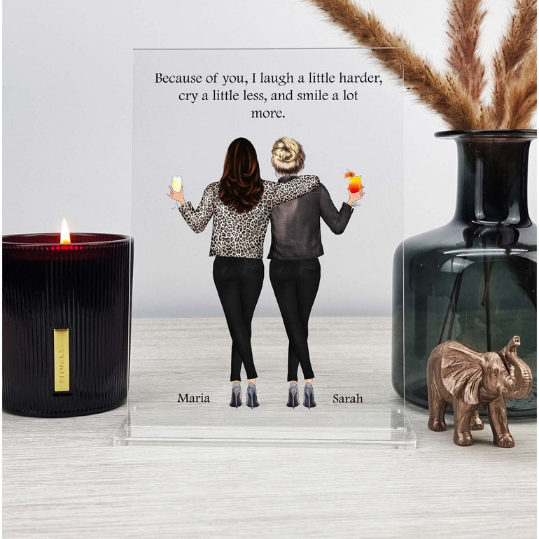 Personalised Best Friend Gift, Birthday Gift for Her, Best Friend Print, Friendship Gift, Custom Quote Custom Acrylic Plaque with Stand