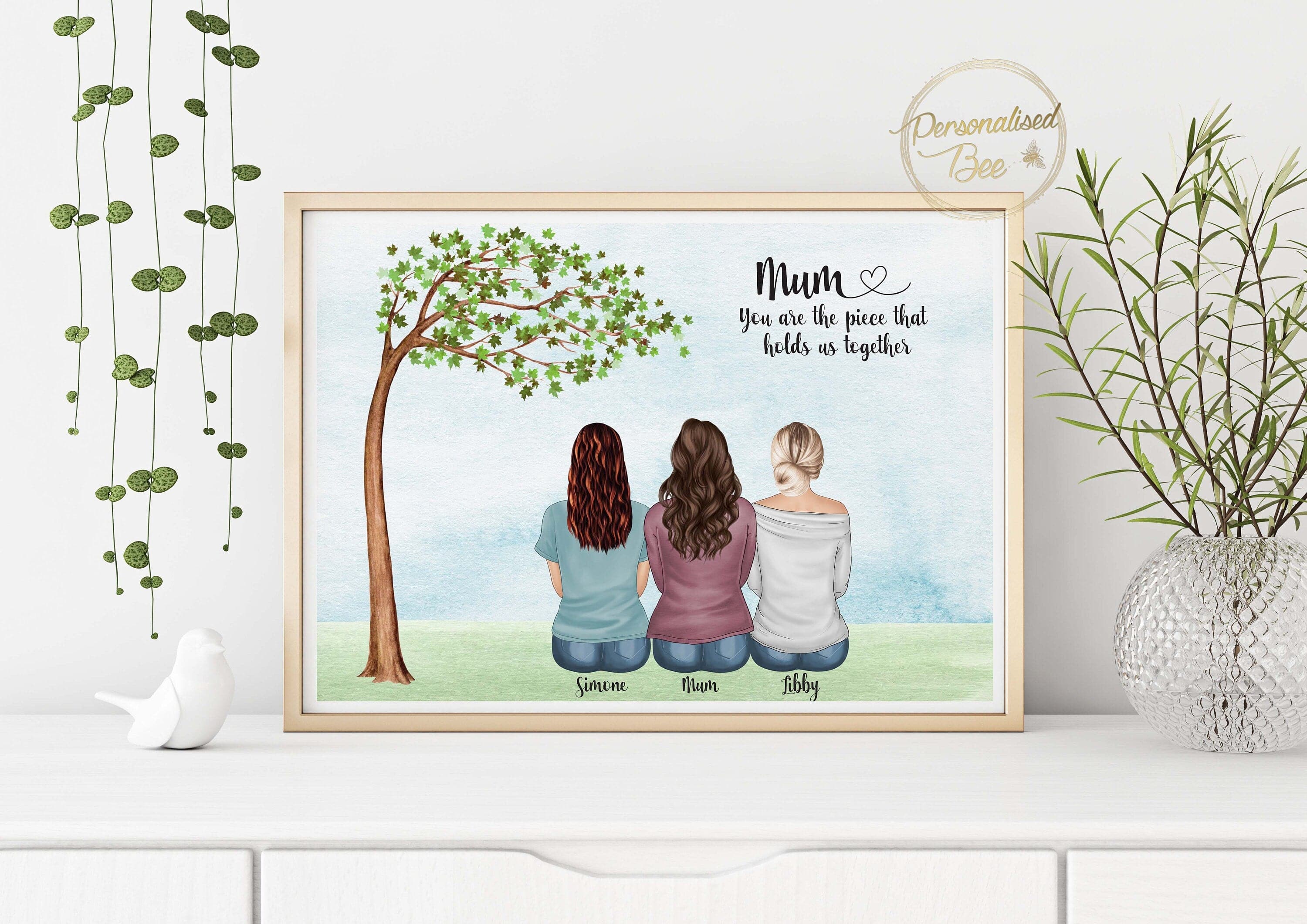 Personalised Gifts for Mother, Mother's Day Gift from Daughter, Custom Illustration Print, Mother Daughter, Gift for Grandma, Letterbox Gift