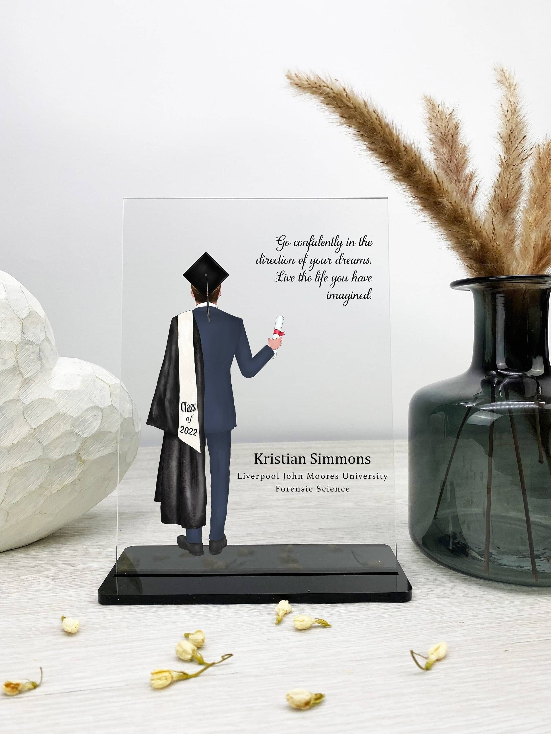 Graduation Gift for Him, Personalised Grad Gift, Congratulations Gift, Class of 2021 2022 Gift for Son, Grandson, Graduation Acrylic Plaque