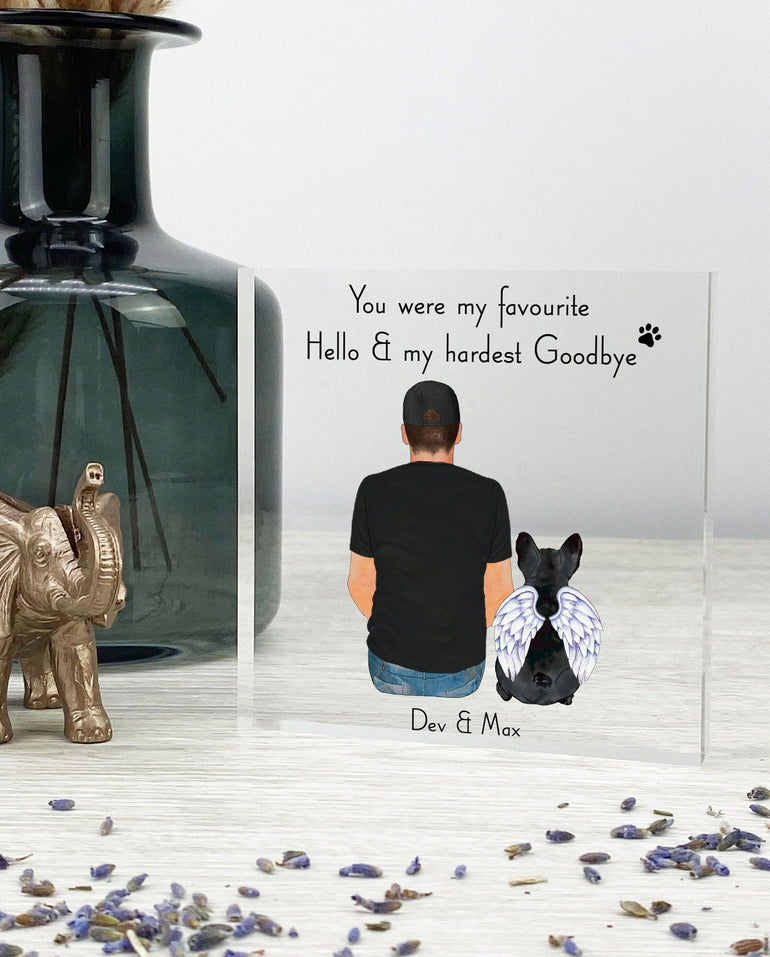 Dog Remembrance Gift, Cat remembrance gift, Dog Memorial, Cat Memorial, Pet Loss Sympathy Present, Male Keepsake Memory Gift, Acrylic Block