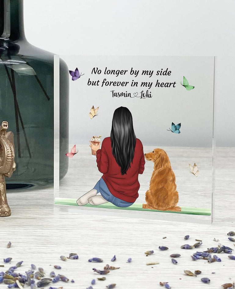 Owner and Pet Custom Print, Pet remembrance gift, Dog Memorial, Cat Memorial, Pet Loss Sympathy Present, Keepsake Gift V2 Acrylic Block