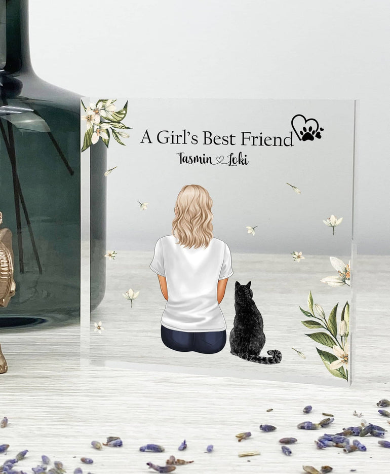Owner and Pet Custom Print, Pet Portrait, Pet remembrance gift, Pet Loss Sympathy Present, Christmas Gift, Pet owner Gift, Acrylic Block