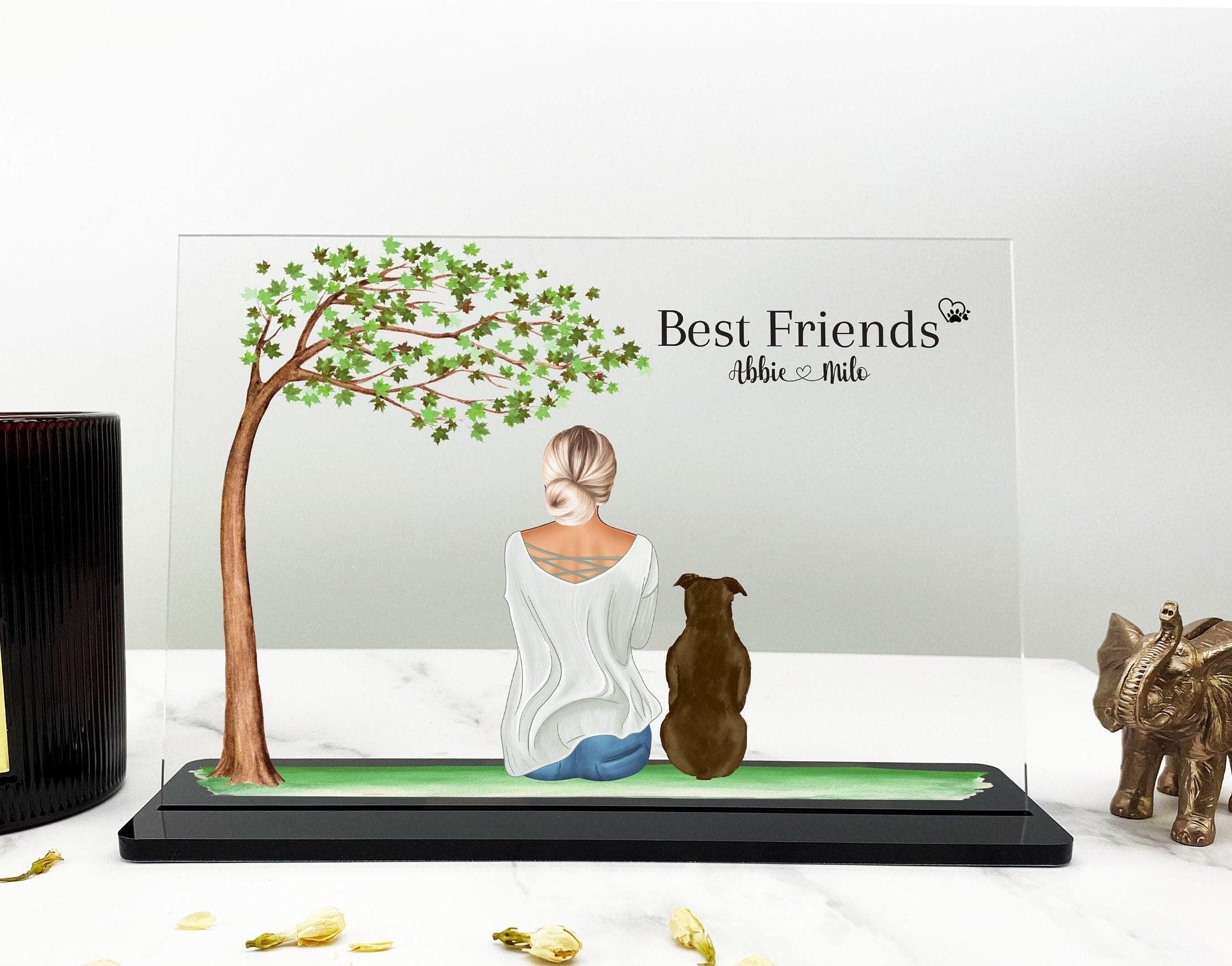 Owner and Pet Custom Gift, Pet Portrait, Owner Pet Portrait, Pet Memorial Gift, Dog Cat Memorial, Christmas Gifts, Gift for Her, Acrylic