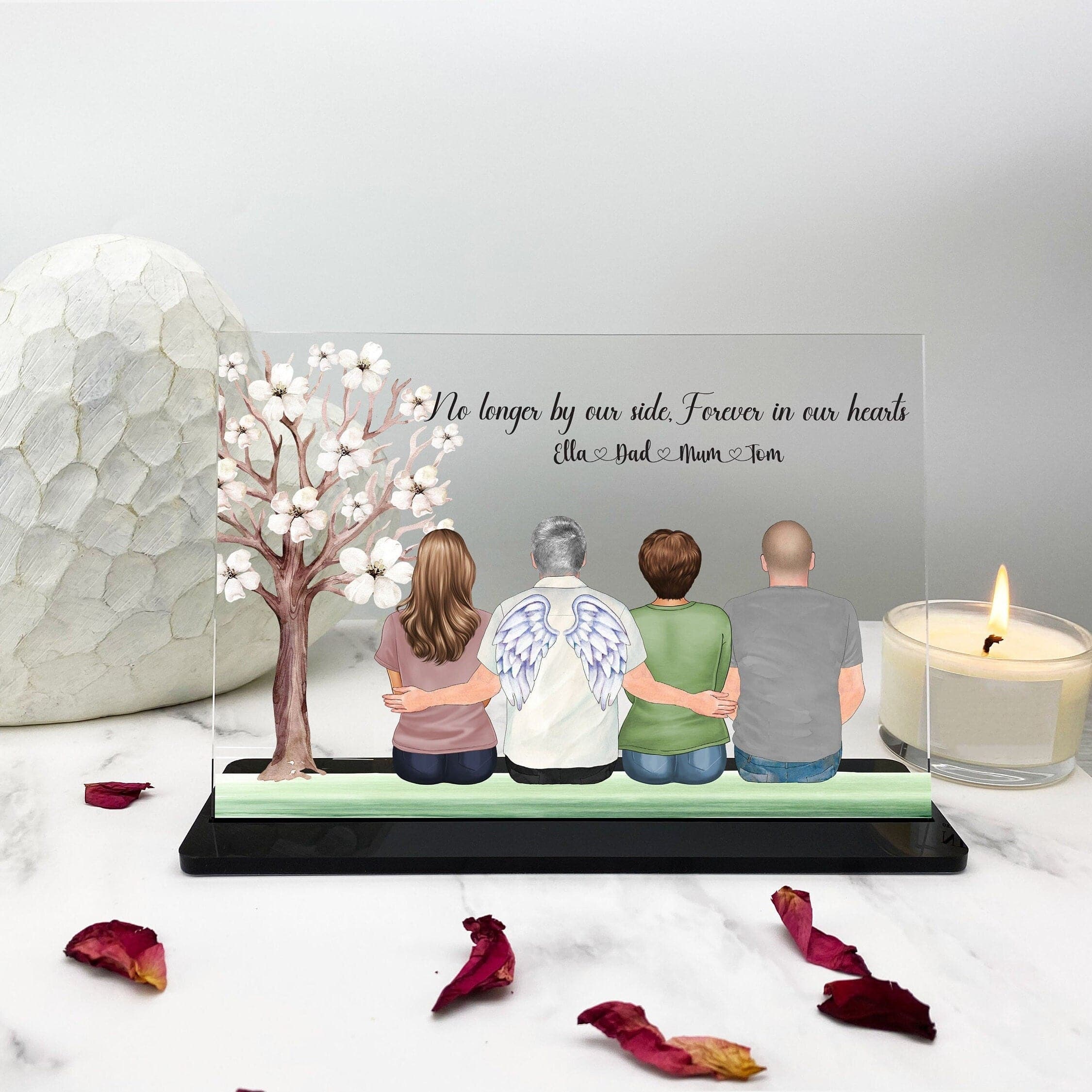 Memorial Gift, Family Print, Christmas Gift for Mum, In Loving Memory, Dad Loss, Mum Loss, In Loving Memory Illustration Acrylic Plaque