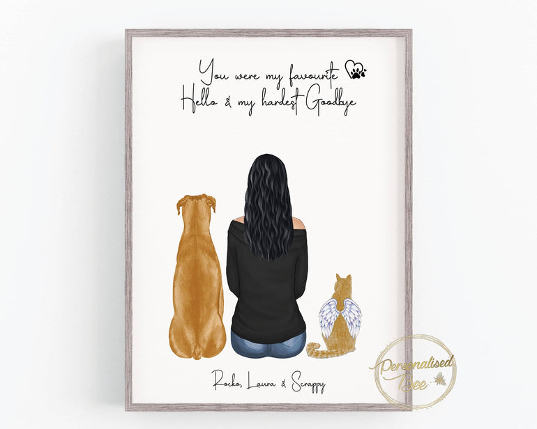 Owner and Pet Custom Print, Pet remembrance gift, Dog Memorial, Cat Memorial, Pet Loss Sympathy Present, Memory Gift, DIGITAL FILE EMAILED