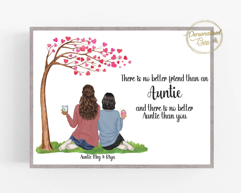 Christmas Gift for Auntie, Personalised Auntie Gift from Niece, Aunt and Niece Portrait, Auntie Birthday Gift, Best Aunt Gift, Niece Gift