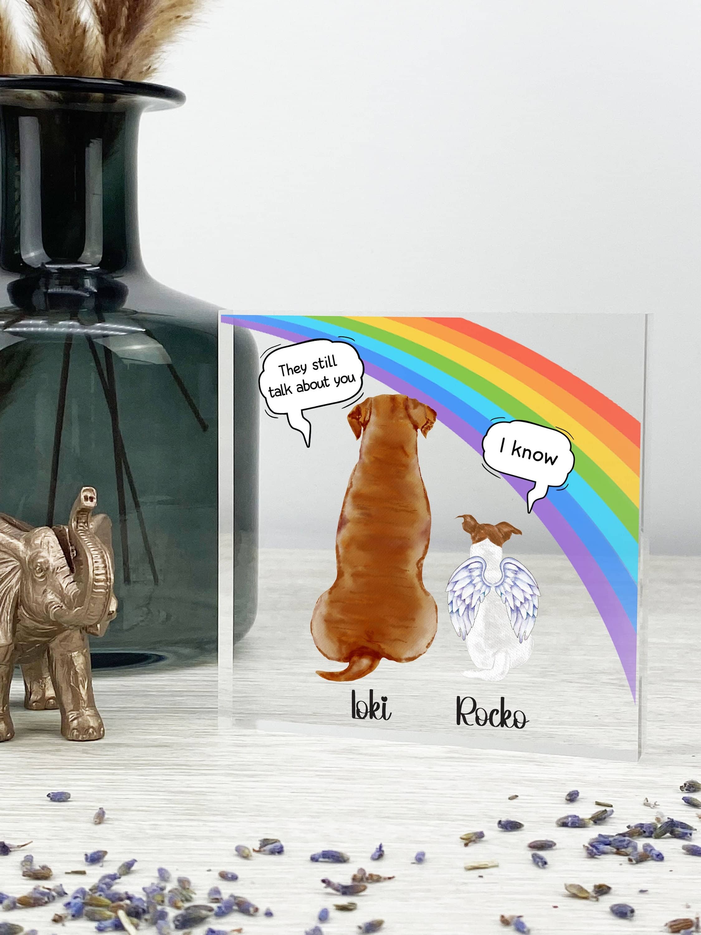 Pet remembrance gift, Christmas Gift, Dog Memorial, Cat Memorial, Rainbow Bridge Pet Loss Sympathy Keepsake Memory Gift Acrylic Block