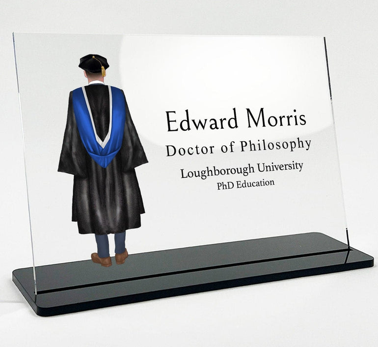 Male PHD Graduation Gift, Personalised Graduation Male Print, Class of 2023 or Any Year, Gift for Son, Grandson, Boss Custom Acrylic Plaque