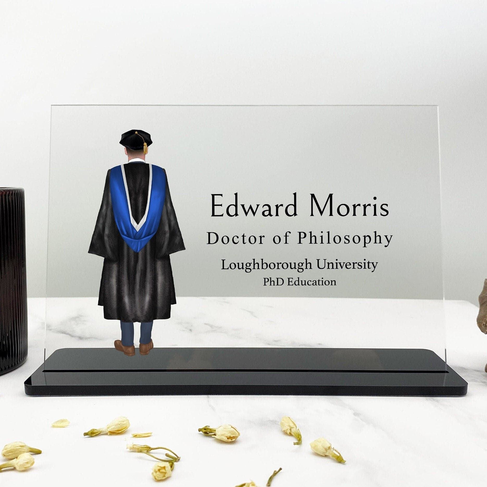 Male PHD Graduation Gift, Personalised Graduation Male Print, Class of 2023 or Any Year, Gift for Son, Grandson, Boss Custom Acrylic Plaque