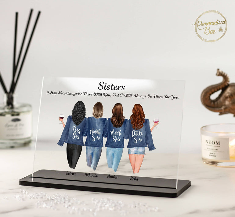 Personalised Sister Gifts, Sister Birthday Gift, Gifts for Sisters, Siblings gift, Sisters Print Frame, Big Sis Little Sis Acrylic Plaque