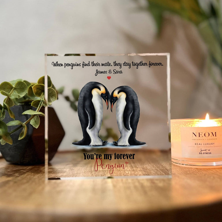 Personalised Valentines Gift for Him, Boyfriend Gift, Gift for Husband, Best Gifts for Him, 1st Valentines, Valentines Penguins Illustration