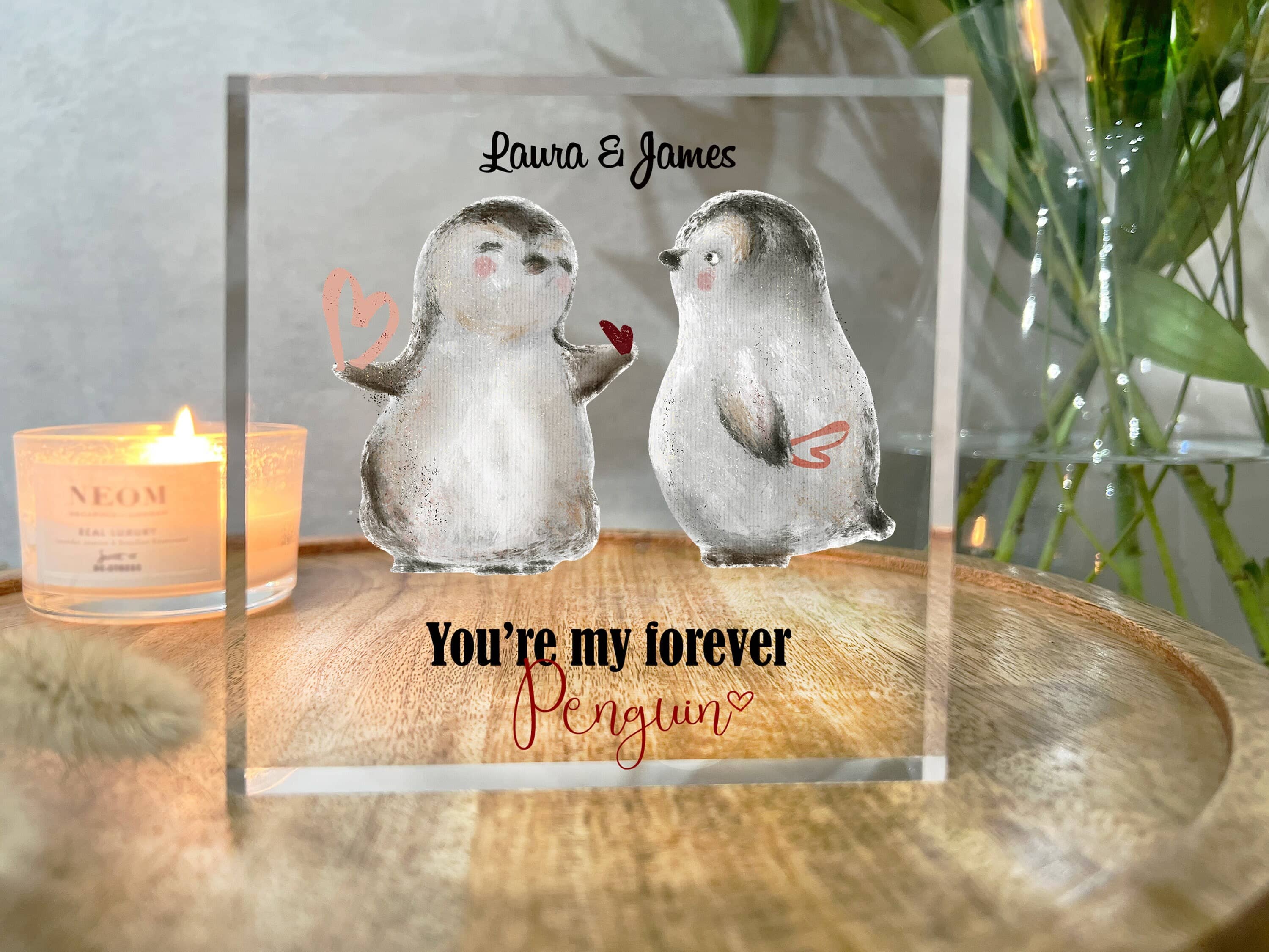 Personalised Valentines Gift, Penguin Gift, Boyfriend Valentines Gift, Gift from Girlfriend, Anniversary gifts, 1st Anniversary, Engagement