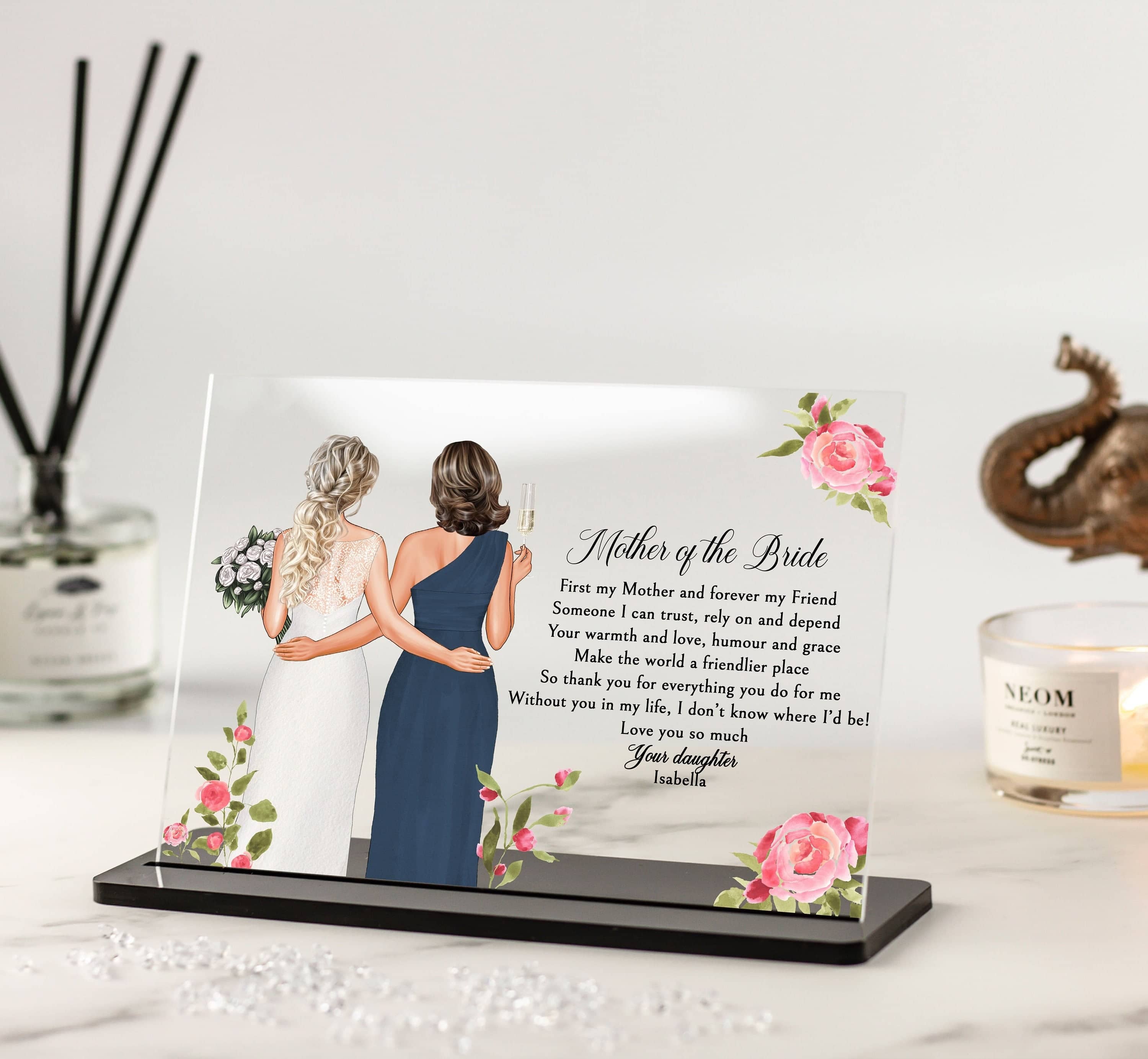 Mother of the Bride Gift, Wedding Day gifts, Daughter to Mother Gift, Mum of Bride Gift, Parents of Bride Gifts, Mum Wedding Acrylic Plaque