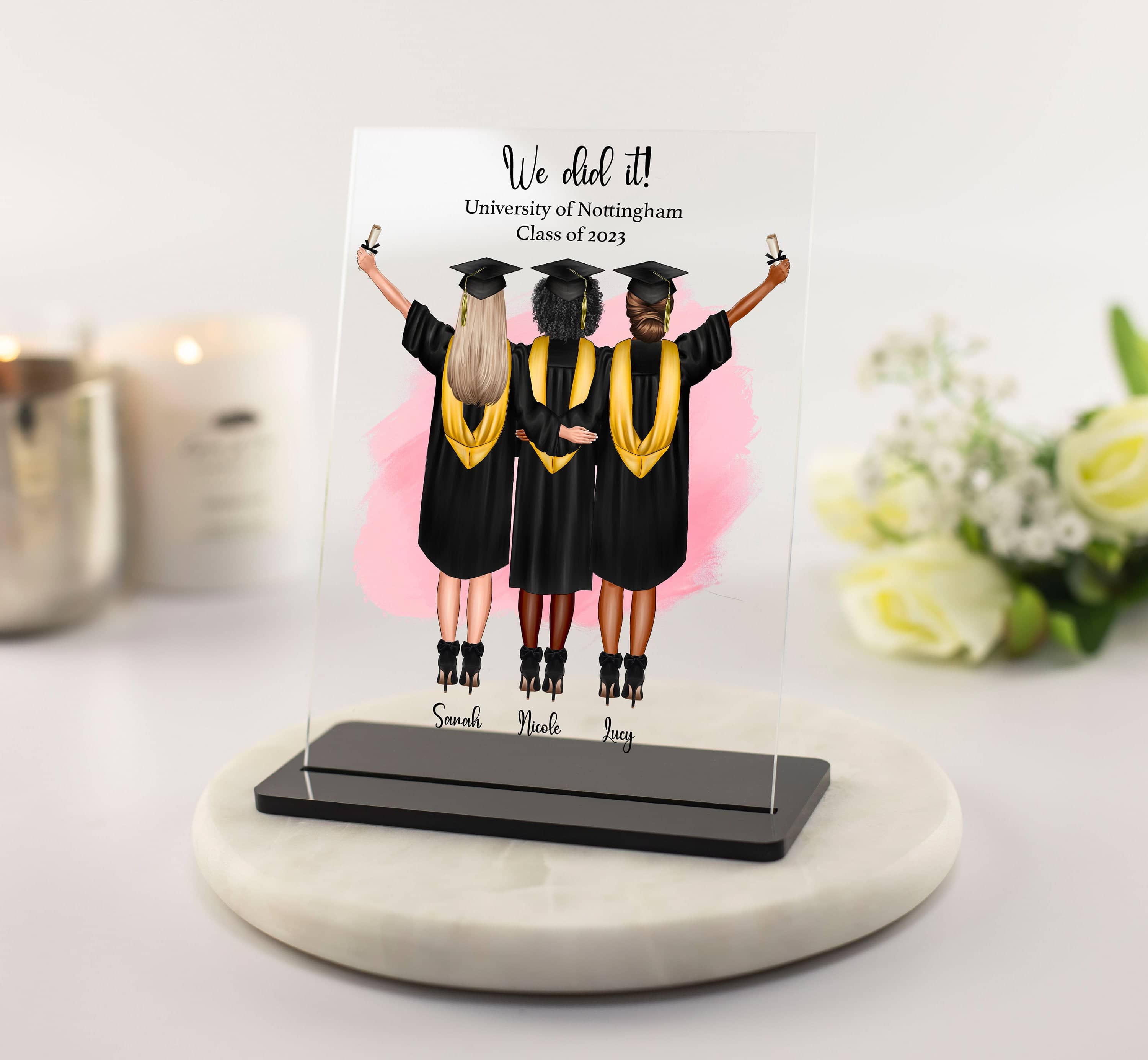 Personalised Group Graduation Gift for friends, Graduation Print, Senior Class High School Grad Personalised Print, We Did It Acrylic Plaque