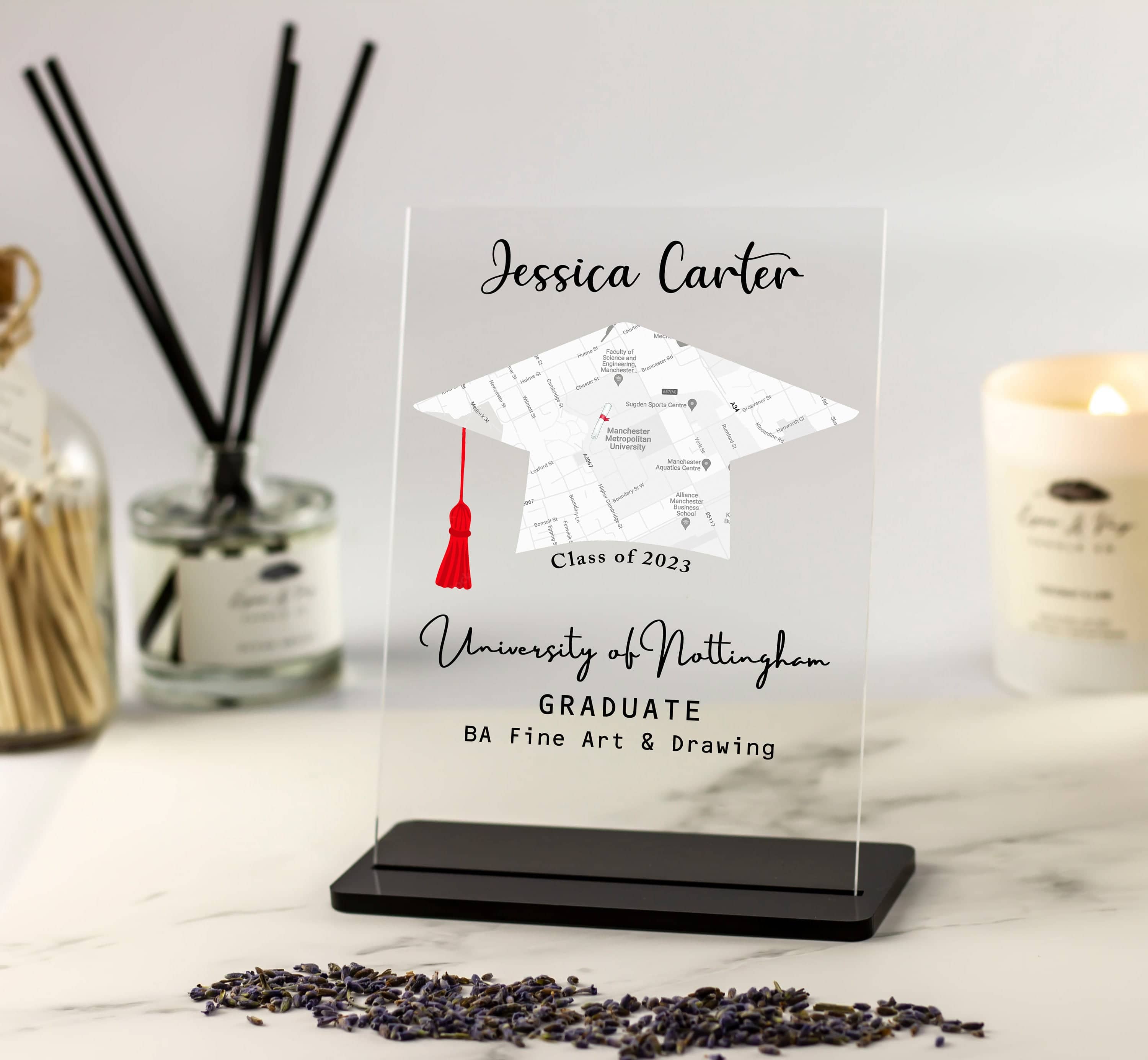 Graduation Gift Personalised Map Acrylic Plaque – PersonalisedBee