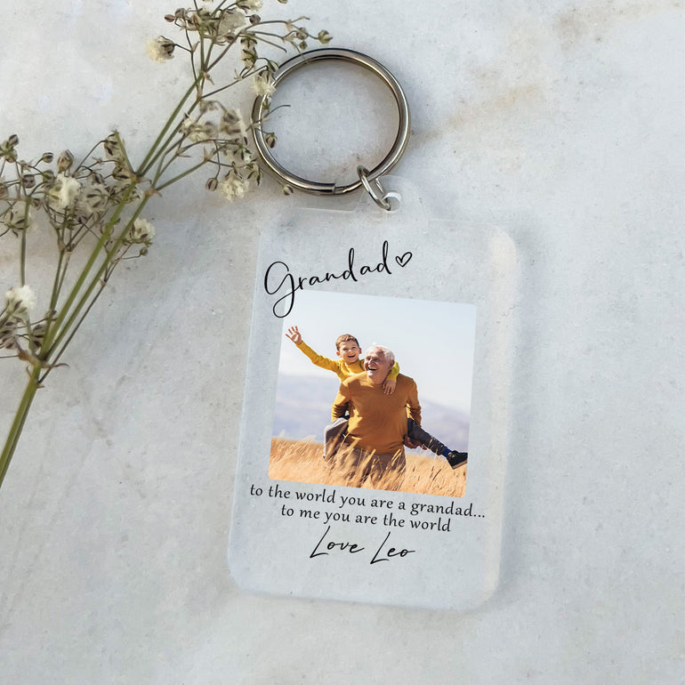 Personalised Grandad Photo Keyring, Keychain, Personalised Keyrings, Fathers Day Gift, Grandpa Birthday, Gift from Grandson Granddaughter