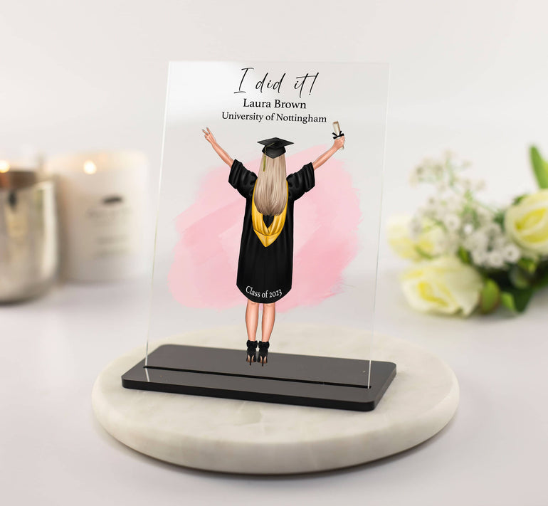 Graduation Gift 2023, Personalised Print, Congratulations, Grad Gift for daughter, granddaughter, Best Friends, Acrylic Plaque and Stand