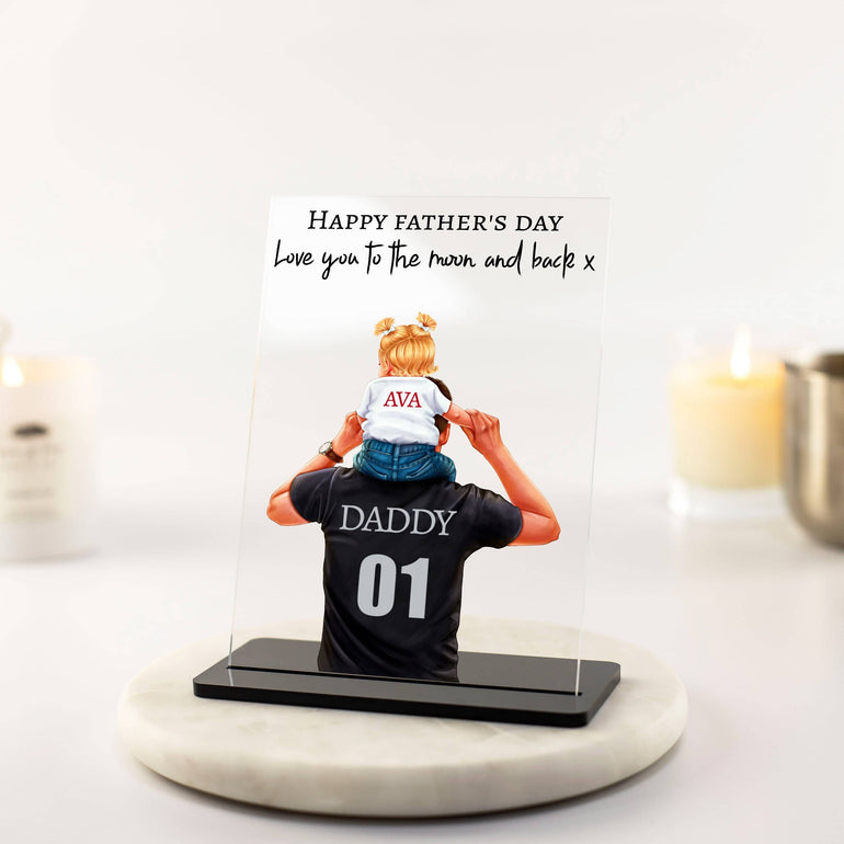 Fathers Day Gifts, Personalised Gift for Dad from Daughter, Custom Portrait, First Father's Day Unique Gift Acrylic Plaque