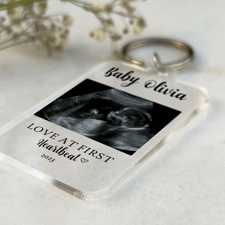 Baby Scan Photo Keyring, Father's Day Gift, Pregnancy Announcement, Mum Gift, Grandparents to be, Personalised Keyring, Custom Keychain,