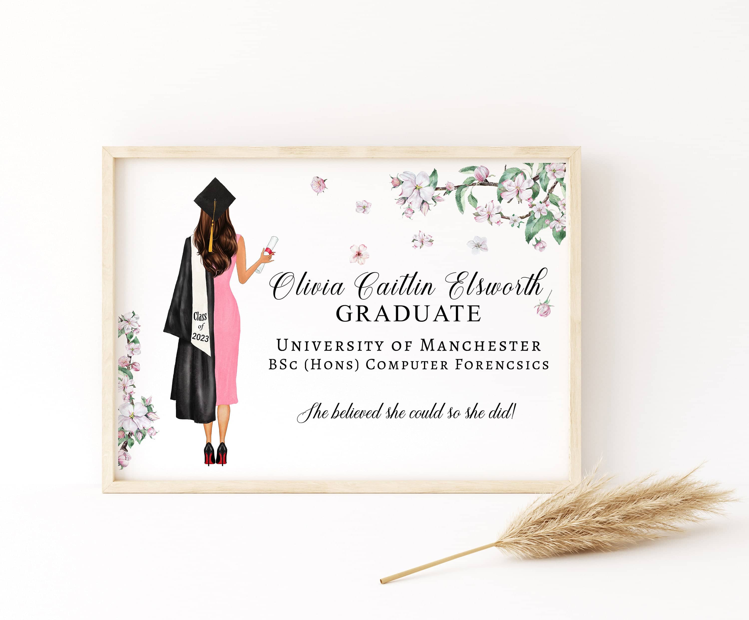 Graduation Gifts for Her, Personalised College Graduation, High School, Phd, Nurse, Medical School, Gifts for Friends, Daughter Unique Print