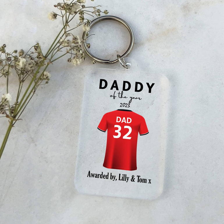 Dad Gifts Keyring, Football Shirt Keychain gifts, Father's Day Gift, Birthday Gift for Him, Personalised Football Gift, Best Daddy, Grandad