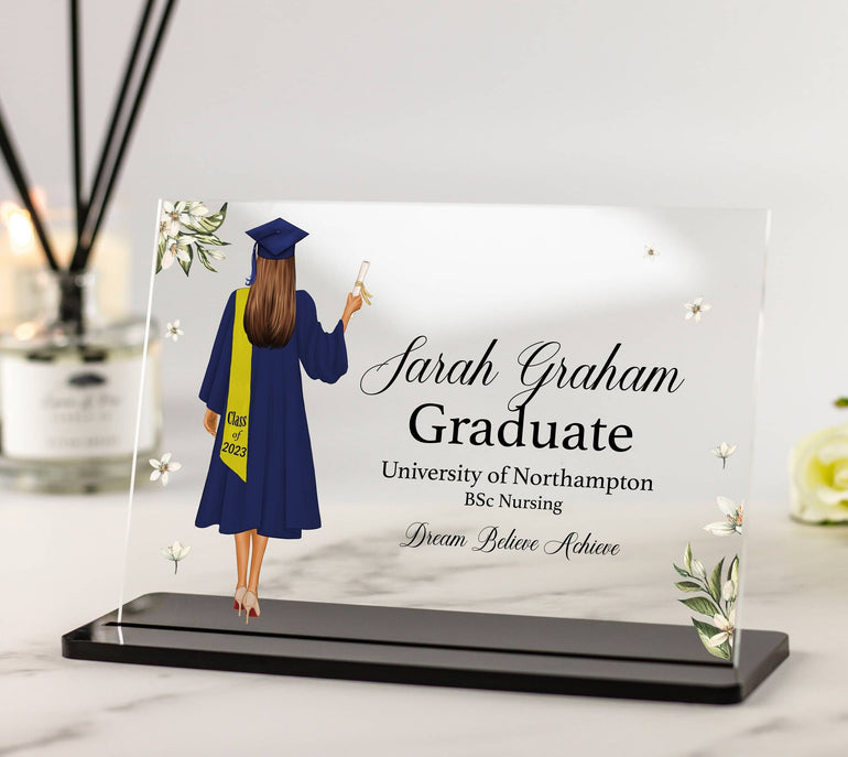 Graduation Gifts for Her, College Graduation, Masters Degree, Nurse Graduate, Teacher Graduation, Law Degree,PHD Personalised Acrylic Plaque